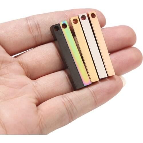 3pcs Stainless Steel Blank Bar Charm Pendants 40x5mm Long Pendents for DIY jewelry