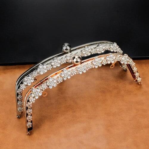5Pcs 22CM Fashion Arch Flower Diamond Metal Making Kiss Clasp Purse Frame For Bag Luxury Clutch Clasp To The Bag Accessories