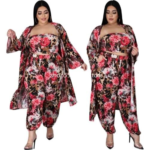 African Clothes for Women 2021 Spring and Autumn African Women Printing Plus Size Three Pieces Sets African Clothing L-4XL