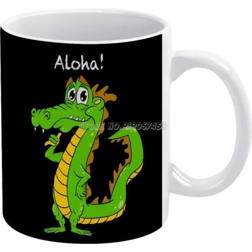 Aloha Dragon Coffee Mugs 330ml Creative Travel Mug and Cup Office Drinkware Mugs Tazza Reptiles Cold Blooded Aloha Hawaii Humor