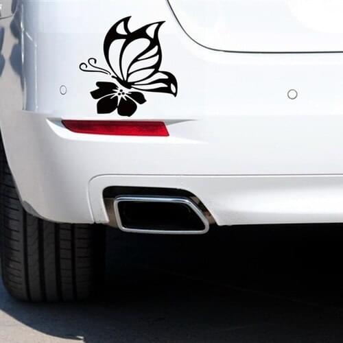 Car Sticker 3D 15.2*12.8cm Butterfly With Flower Fashion Vinyl Sticker Funny Stickers and Decals Vinyl Car Styling
