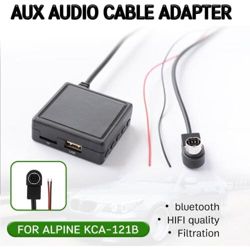 Bluetooth Aux Receiver Cable with USB,microphone Hands-free Aux Adapter for ALPINE KCA-121B for ALPINE 9887/105/117/9855/305S