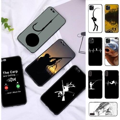 FHNBLJ Carp Fishing Fish Phone Case for iPhone 8 7 6 6S Plus X 5S SE 2020 XR 11 12 pro XS MAX