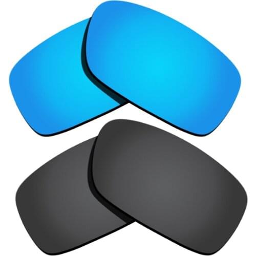 Black & Ice Blue Mirrored Polarized Replacement Lenses for Crankcase Frame 100% UVA & UVB