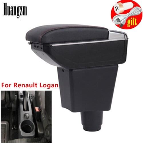 For Renault Logan Armrest box Interior special Retrofit parts Center Car Armrest box Center Storage box with USB LED light