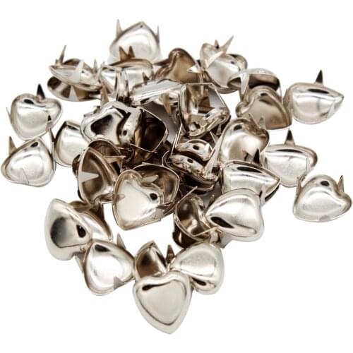 Fityle 50Pcs DIY Love Heart Metal Leathercraft Rivets Claw Studs Bags Clothes Hats Leather Decor