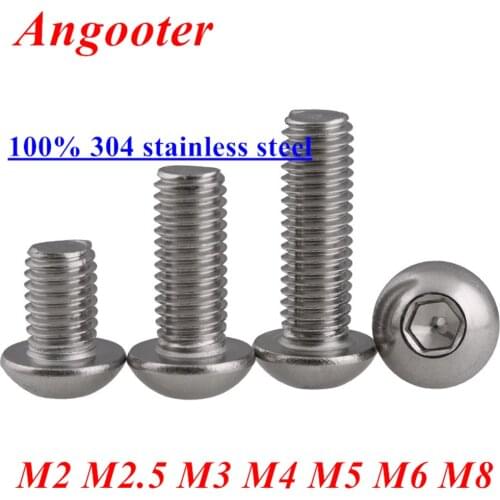 ISO7380 Button socket head screw 304 stainless steel M2 M2.5 M3 M4 M5 M6 M8 Hexagon socket round head screw hex socket screws