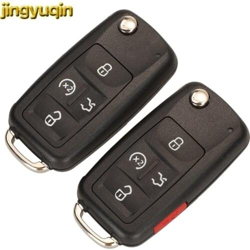 Jingyuqin 15pcs Flip Remote Car Key Fob Shell For VW Volkswagen Sharan 4/5 Buttons Replacement