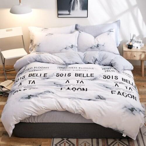 2019 new arrival marble printing bedding set cotton duvet cover flat sheet Bedding Set without comforter full/queen/king size