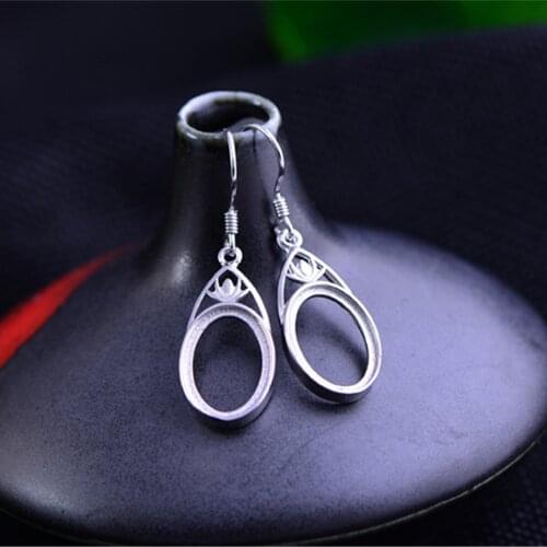 925 Silver Earring Components Long-Lasting White Gold Plated Sterling Silver Earring Settings (10x14mm Oval Blank) E001B