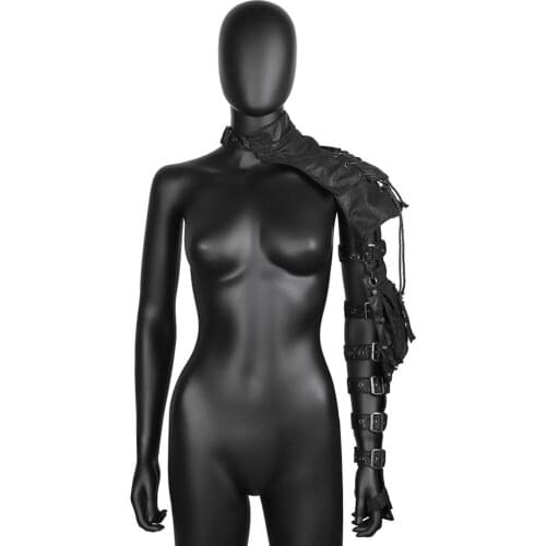 Lace Up& Buckle Leather One Shoulder Vintage Armor Sleeve With Pocket Halloween Party Cosplay Steampunk Props Gothic Accessories