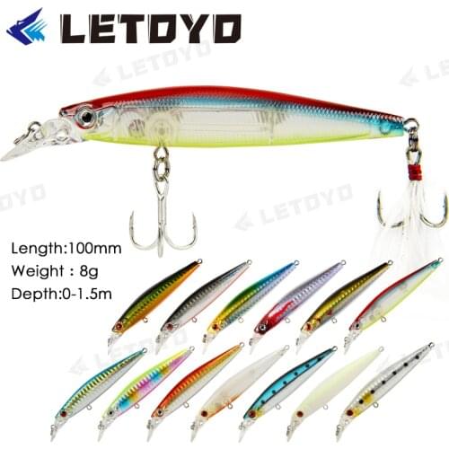 LETOYO Laser Minnow Fishing Lure 10cm 8g Hard Baits Swimbait Sinking Wobblers Japan For Fishing Pike Bass Tackle Feather Hooks