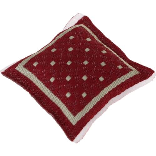 Handmade 1/12 Dollhouse Miniature Sofa Chair Accessories Woven Pillow Red Polka Dots