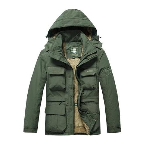 Winter Jacket Men 2019 Thick Fleece Warm Coat Male Hooded Military Jackets and Coats Pockets Windbreaker Jacket Men Outerwear