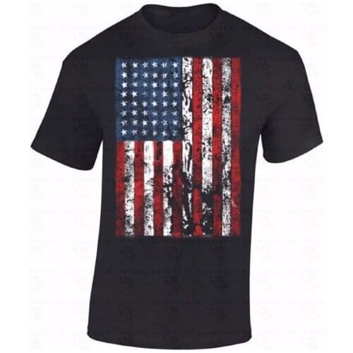 American Flag T Shirt men Distressed patriotic tattered vintage USA flag printed casual gift short sleeve tee US plus size