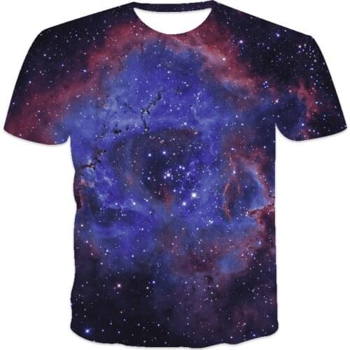 2021 New Summer Hot Sale Oversized Loose Short Sleeve Dreamy Starry Printed O-Neck Mens T-Shirt