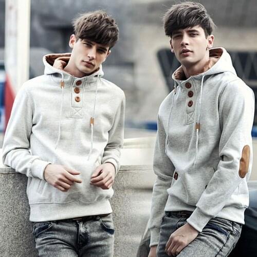 Men Hoodie Sweatshirts Preppy Style 2020 Men Streetwear Button Hooded Pullover Autumn Winter pocket Fashion Sport Coat Hoodies