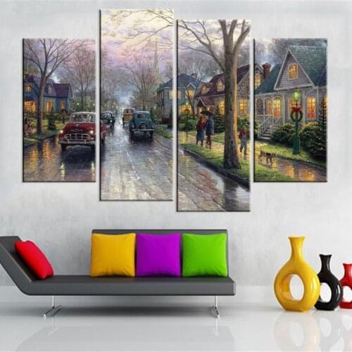 Rainy day Diy Diamond Painting 4pcs/set Full Square Round Drill Diamond Embroidery Paris town scenery Mosaic Home Decor AA2149