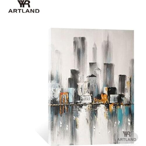 Original design modern city building Handmade abstract oil painting on canvas hanging pictures for living room hotel no framed
