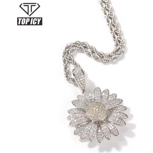 Brand New 2021 18K Gold/White Plated Pendant Necklace Jewelry Set AAA Cubic Zircon Flower Necklace