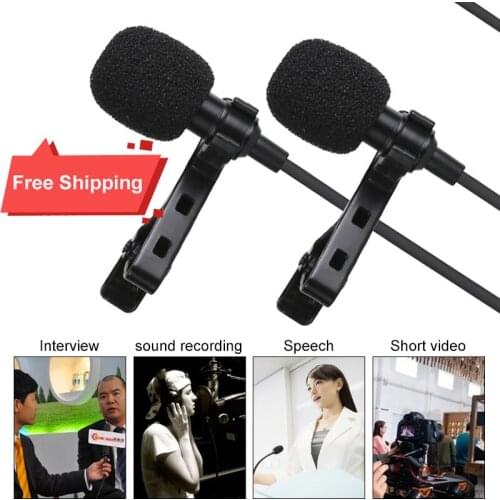 4m Dual-Head Lavalier Lapel Clip-on Microphone for Lecture or Interview for Smartphone Mobile phone and Tablets interview mics