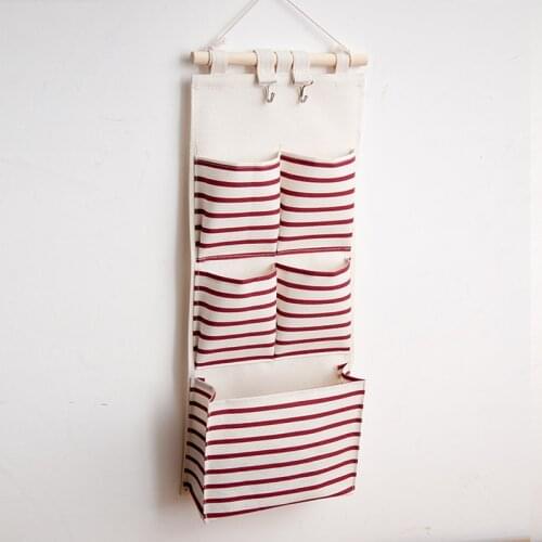 6 Pocket Hanging Bag Storage Bag Bedside Rental House Sundries Wall Mounted Wardrobe Pouch Cosmetic Toys Storage Bags