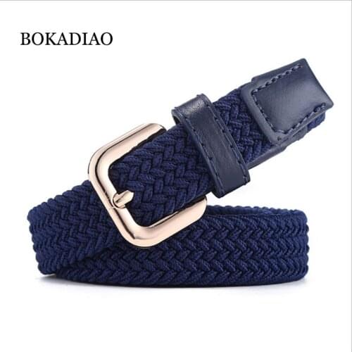 BOKADIAO Women&Childrens elastic belt Pin buckle Weave Stretch Canvas belt Candy colors luxury jeans belts for boys girls strap