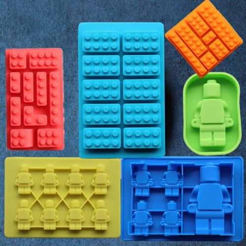 Silica Gel Legos Series Of Building Blocks Ice Cubes Chocolate Fondant Molds DIY Baking Tools A236 Mold Color Random