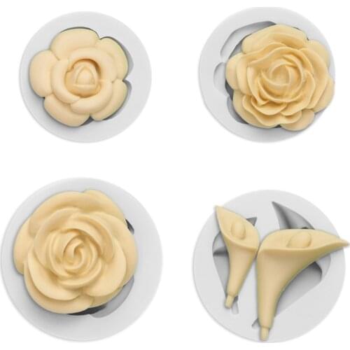Bloom Rose Silicone Cake Mold 3D Flower Fondant Mold Cupcake Jelly Candy Tool