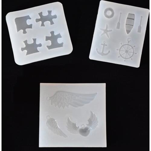 SNASAN Silicone Mold for jewelry Puzzle wing anchor boat charms pendant Resin Silicone Mould handmade epoxy resin molds