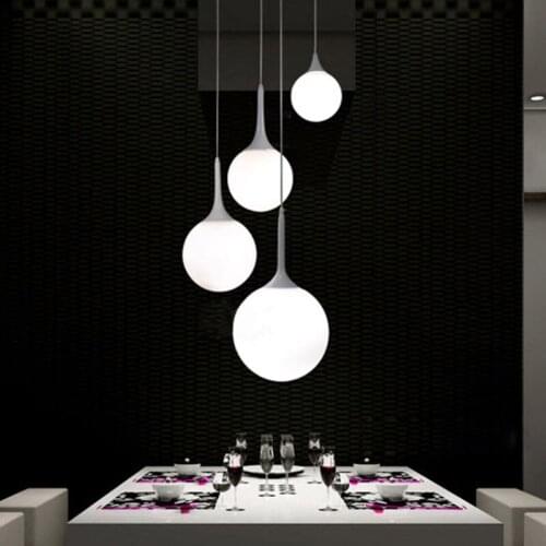 Modern Restaurant pendant lights glass Ball E27 3W LED light milk white pendant light Single head Restaurant living room hall