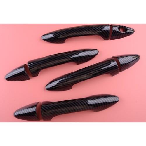 Carbon Fiber Style Car Exterior Door Handle Covers Trims ABS Fit for Hyundai Accent Sedan Hatchback 2012 2013 2014 2015 2016
