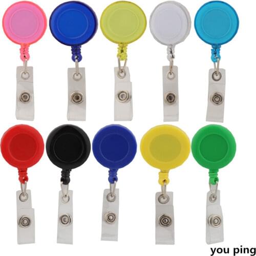 20 Colour Retractable Pull Badge ID Lanyard Name Tag Card Badge Holder Reels Key Ring Chain Clips School student office