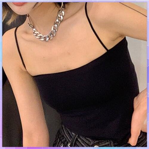 Womens Tank Top Sexy Elastic Camis Fashion Ladies Sleeveless Slim Crop Top Camisole Female Tube Top With Chest Padded Summer