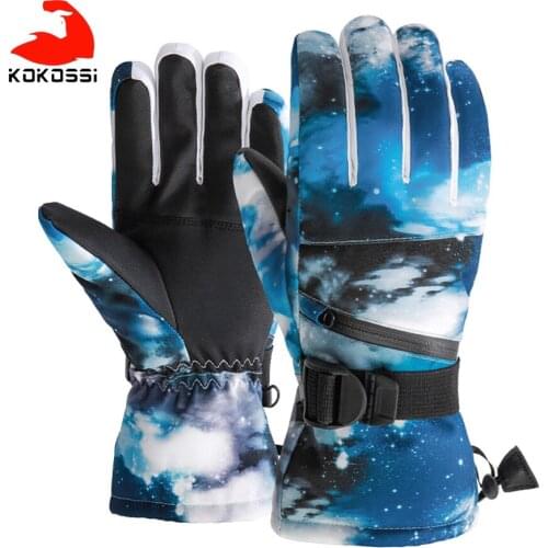 KoKossi Winter Warm Windproof Full Finger Ski Gloves Anti Slip Outdoor Skiing Gloves For Men Women Sports Snowboard Gloves