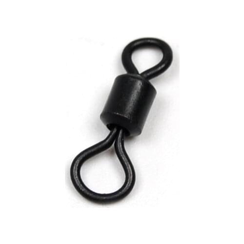 [1 Bag] #4 Carp Fishing Large Eye Rolling Swivels Brass Alloy Matt Black Color Terminal Tackle Wholesale