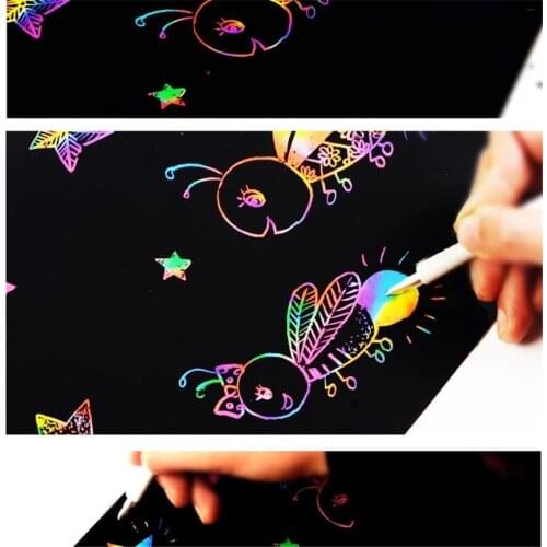 10 Sheet New Colorful Scratching Art Magic Drawing Toys Painting Paper Kids Toy Gift Wholesale