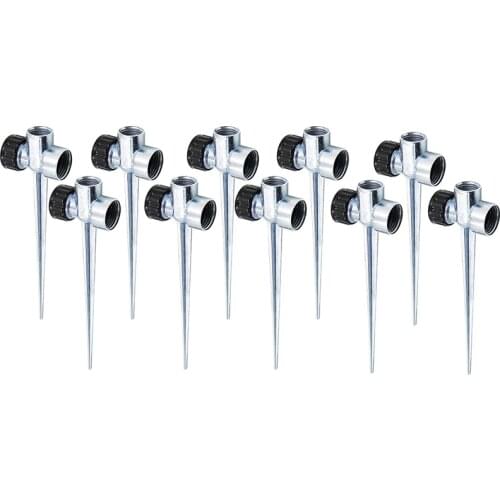 10 Pack 1/2 Inch Flow Thru Lawn Sprinkler Spike Base, Watering Sprinklers for Yard, Lawn and Grass Irrigation
