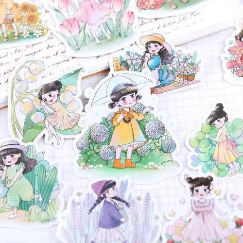 15PCS Cute cartoon teenage girl Paper Stickers Crafts And Scrapbooking stickers kids toys book Decorative sticker DIY Stationery