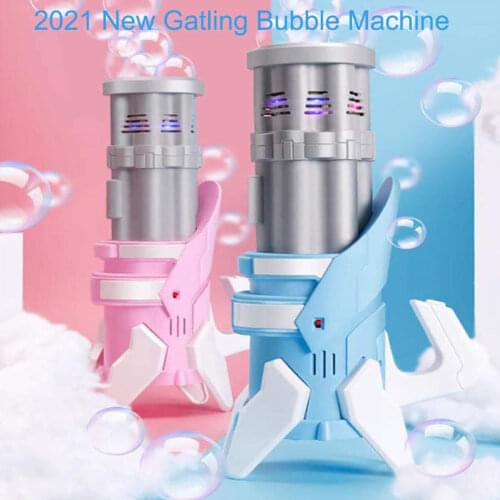 2021 Kids Automatic Gatling Bubble Gun Toys Summer Soap Water Bubble Machine 5 Holes Electric Bubble Machine For Children Gift