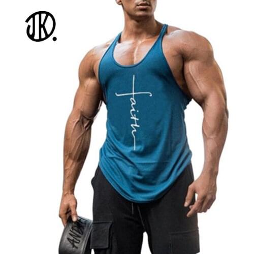 2021 Man Gym Tank Tops Fitness Bodybuilding Gay Top Summer Sports Clothes Male Sleeveless Printed Vest Fashion Plus Size T Shirt