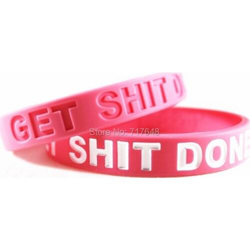 300pcs Pink GET SHIT DONE wristband silicone bracelets free shipping by FEDEX
