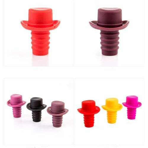 5pcs/lot Silicone Bowler Bottle Stopper Wine Stopper Wine Accessories Champagne Plug Small Hat Beer Red Wine LB 273
