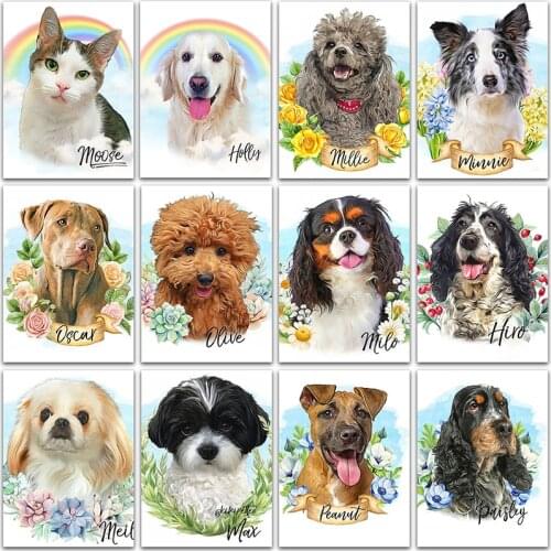Diamond Painting Bulldog cute Cartoon Animals Cat Poodle Teddy Dog Puppy Full Square&Round embroidery mosaic Cross stitch Gift