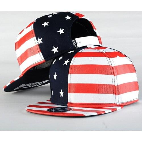 USA Cotton American US Flag Stars and Stripes Street Cap Men Fashion Flat Bill Snapback Baseball Male Trucker Hat Neutral Unisex