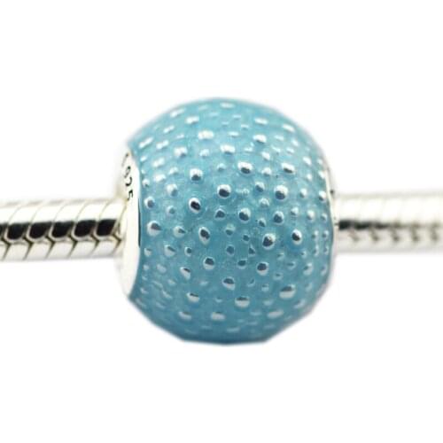 DIY Beads for Jewelry Making Sterling-Silver-Jewelry Aqua Enchantment Bead BLUE Enamel Charms Silver 925 Berloque Perles