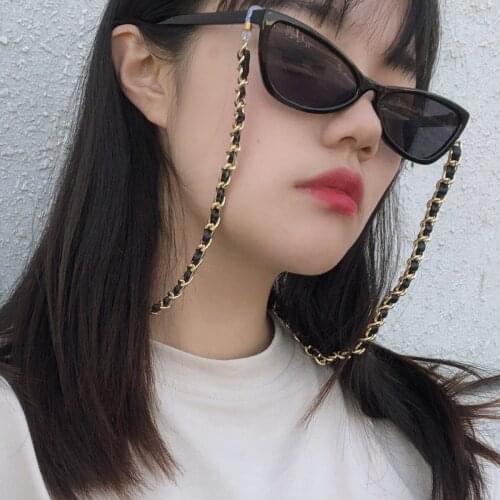 Metal Pu Eyeglass Chains Women Sunglasses Holder Necklace Reading Glasses Non-slip Lanyard Gold Plated Eyewear Accessories