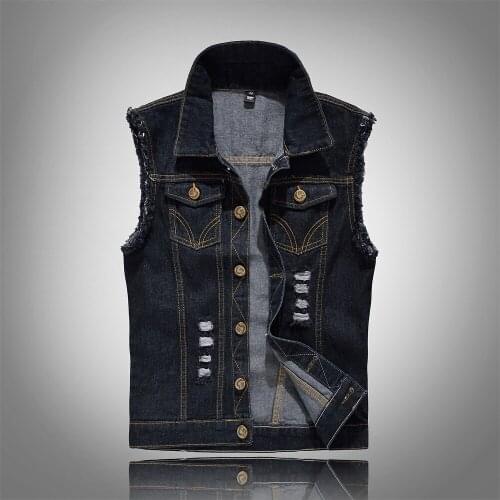Denim Vest Mens Jackets Sleeveless Fashion Washed Jeans Waistcoat Mens Tank Top Cowboy Male Ripped Jacket Plus Size 6XL