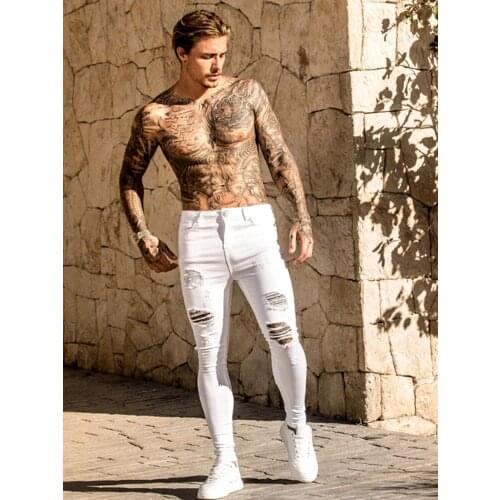 Adisputent Mens Jeans Sexy Hole Jeans Pants Casual Summer Autumn Male Ripped Skinny Trousers Slim Biker Outwears Pants