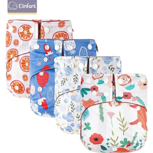 Elinfant Dry Fast Coffee Fleece Inner One Size With Inserts For 3-15kg Reusable Waterproof Baby Cloth Diaper